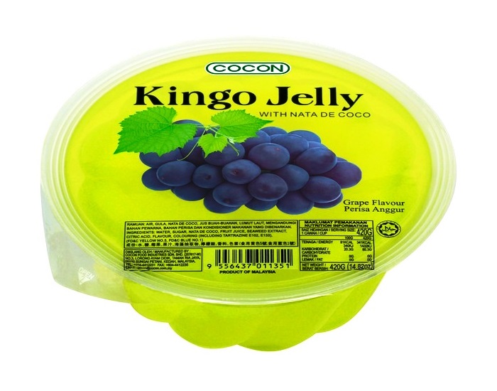 Gelatina con nata de coco Kingo Jelly gusto uva - Cocon 420g.